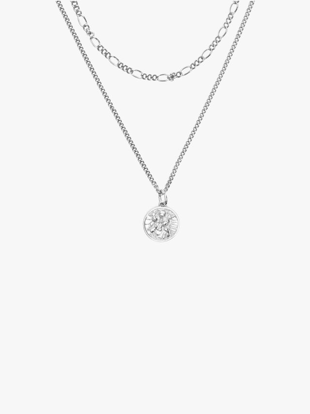 Silver St Christopher Multi Chain Necklace