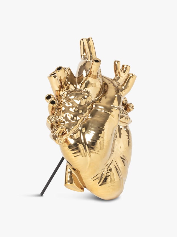 Love In Bloom Gold Porcelain Heart Vase
