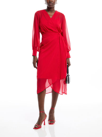 Red Sheer Midaxi Vienna Dress