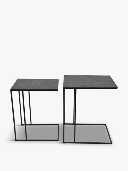 Luna Graphite Textured Aluminium Set of 2 Side Tables