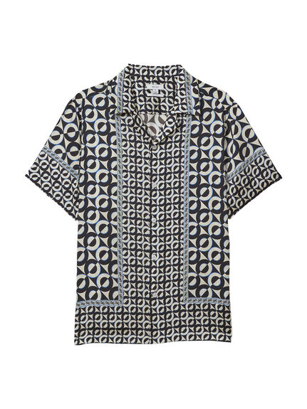 Prentice Geometric Print Cuban Collar Shirt