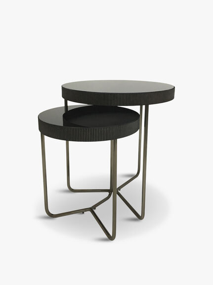 Knightsbridge Set of 2 Side Tables with Black Tinted Glass
