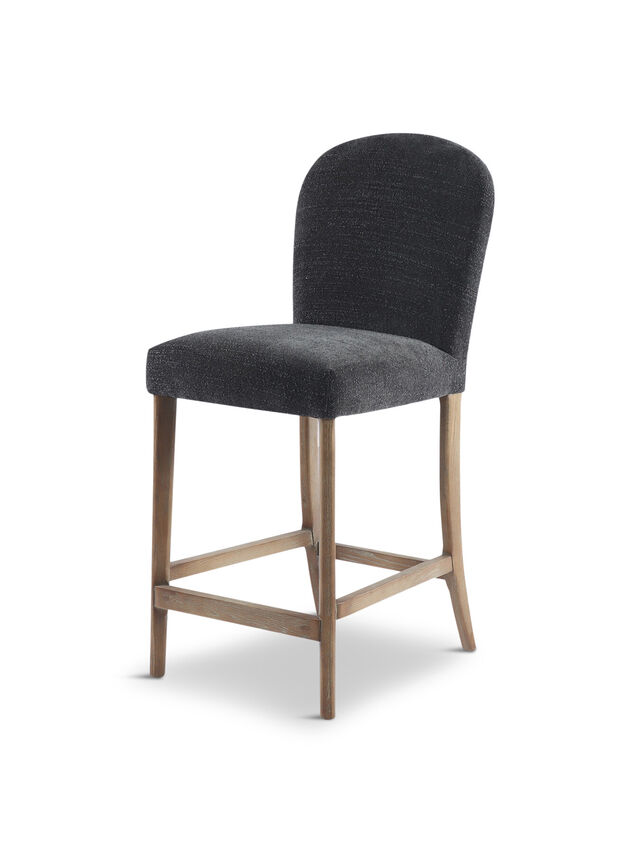 Maurice Grey Boucle Counter Stool With Brass Studs