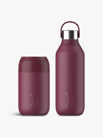Chilly's Bottles Series 2 Plum Red Water Bottle and Coffee Cup