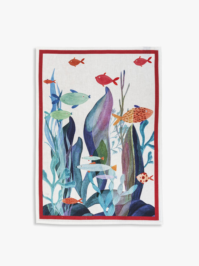 Poseidon SealifePrinted Linen Tea Towel