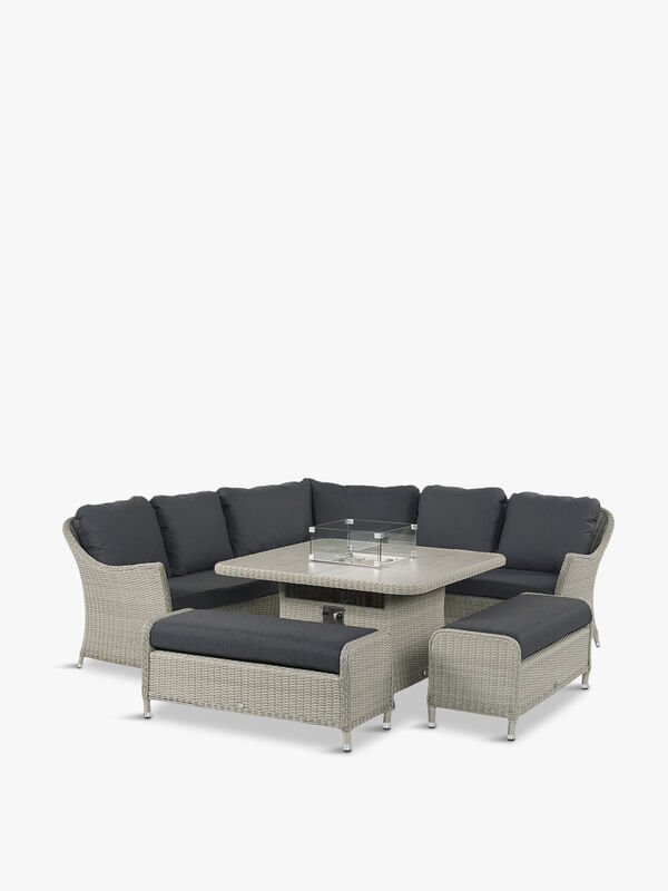 Monterey Modular Sofa Dining Table Set with Firepit
