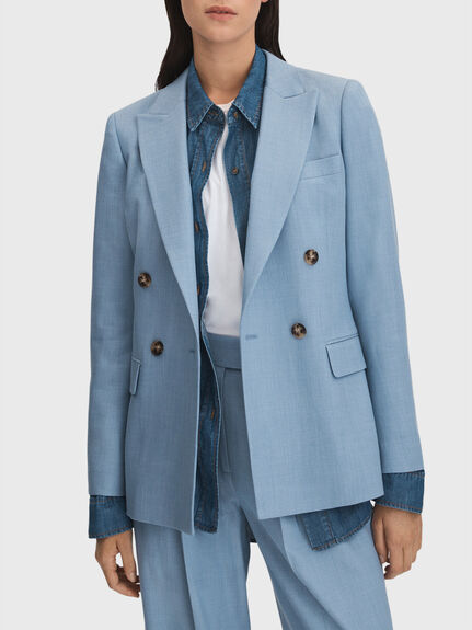 June Tencel Blend Double Breasted Suit Blazer