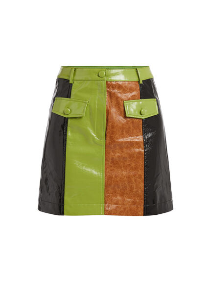 Nancy Multicolour Faux-Leather Mini Skirt