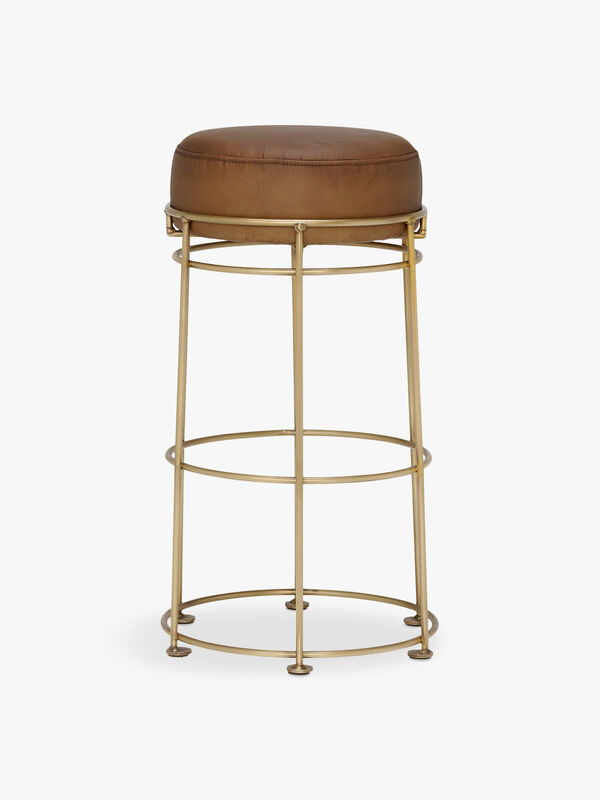 Nola Counter Stool, Light Olive and Brass