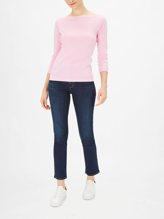 Knitted Boat Neck Long Sleeve Top