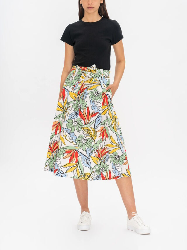 Fulcro Printed Midi Skirt With Tie Belt