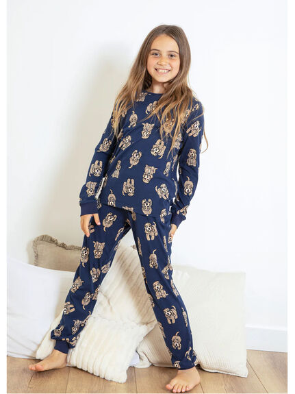 Cockapoo Print Crewneck Long Pyjama Set
