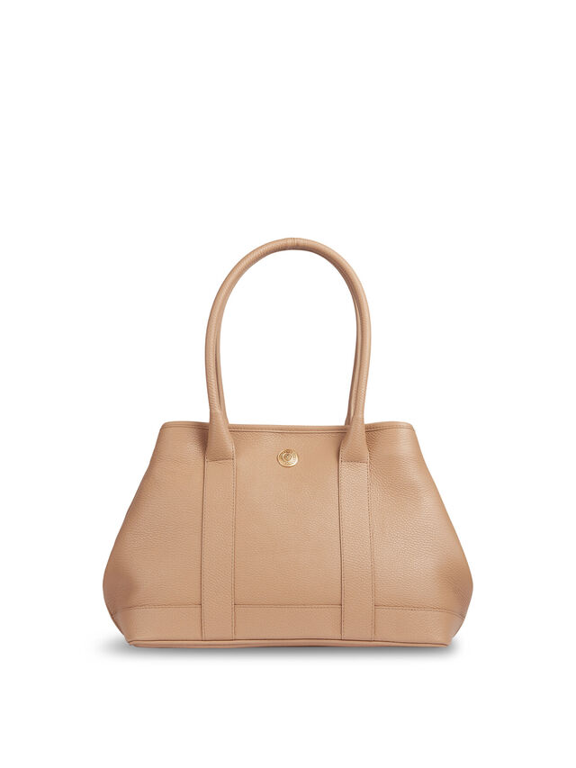 Laurie Camel Grainy Leather Tote Bag