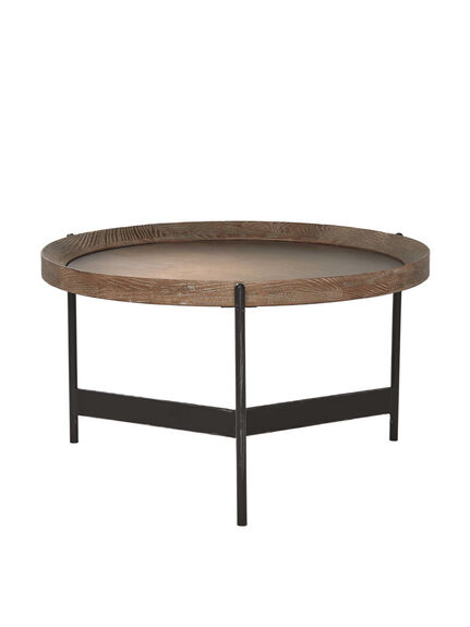 Zeke Brown Oak Wood Round 65cm Side Table