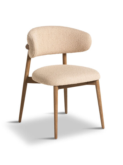 Lexa Neutral Boucle Open Back Curved Dining Chair