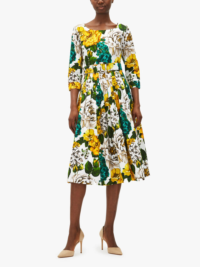 Florence Boatneck ¾ Sleeve Cotton Stretch Long +3cm Dress