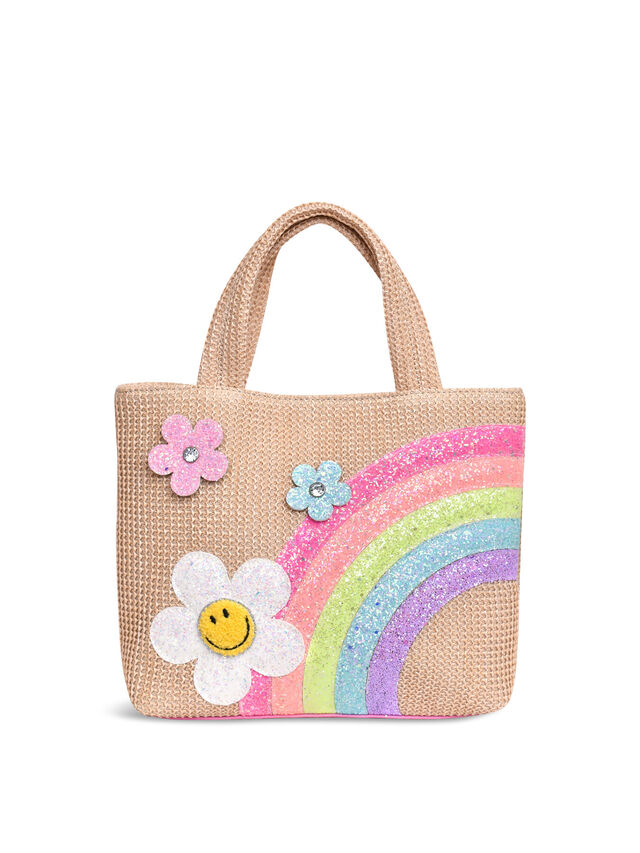 Daisy Rainbow Straw Tote Bag