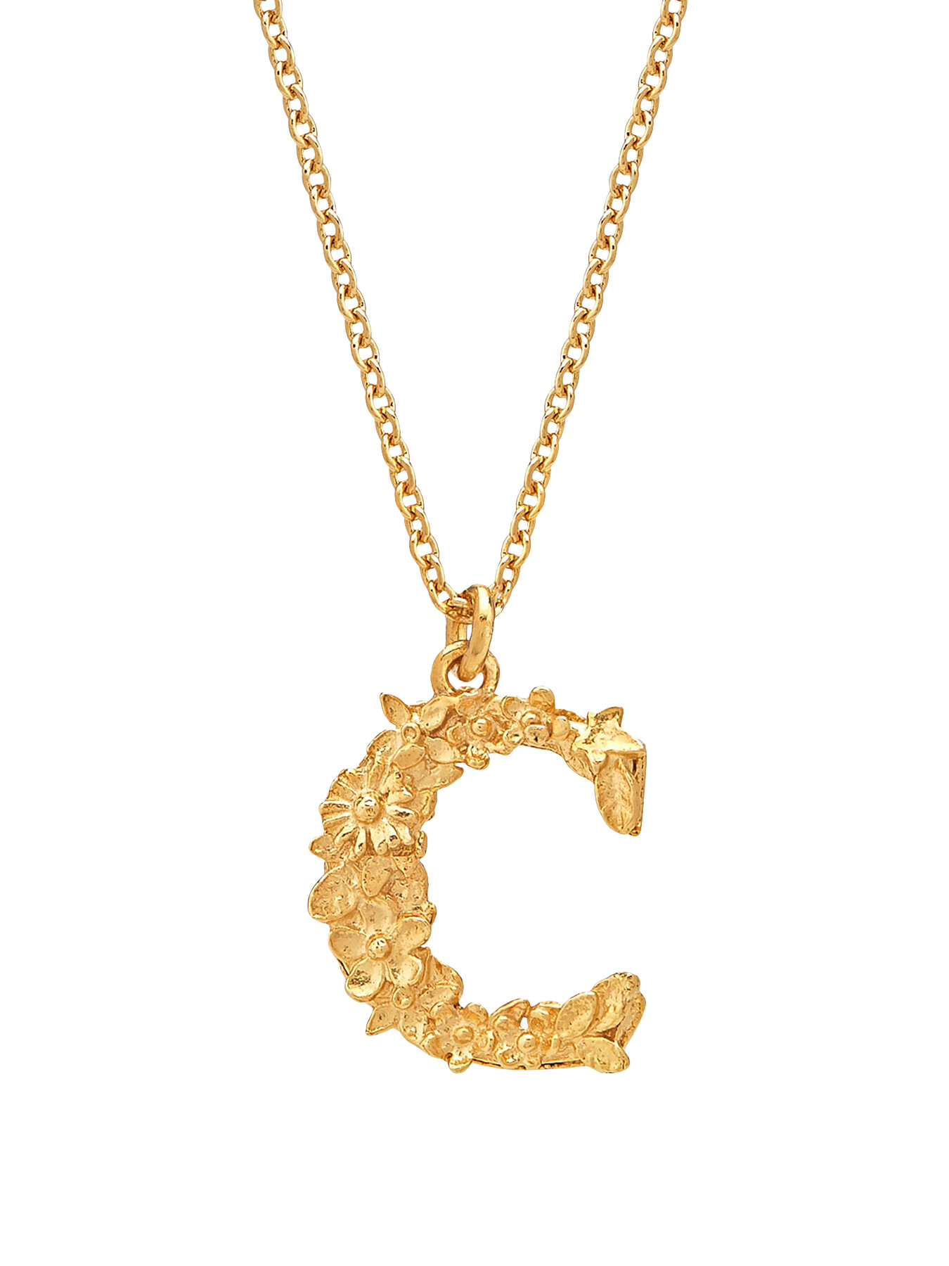 Alex Monroe Floral Letter C Necklace Gold