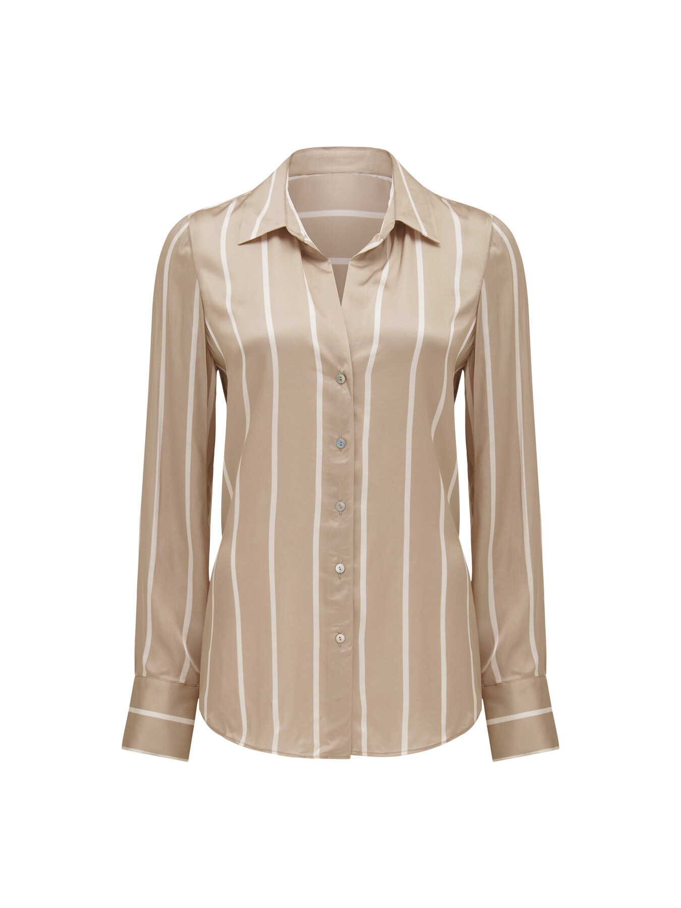Forever New Women's Harvey Notched Neck Satin Shirt In Neutral