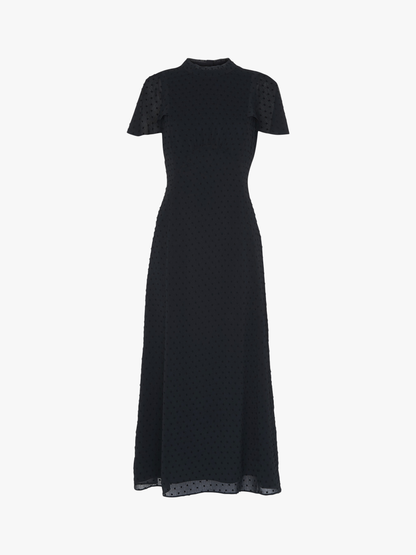 Whistles Elouise Textured Dobby Dress In Navy