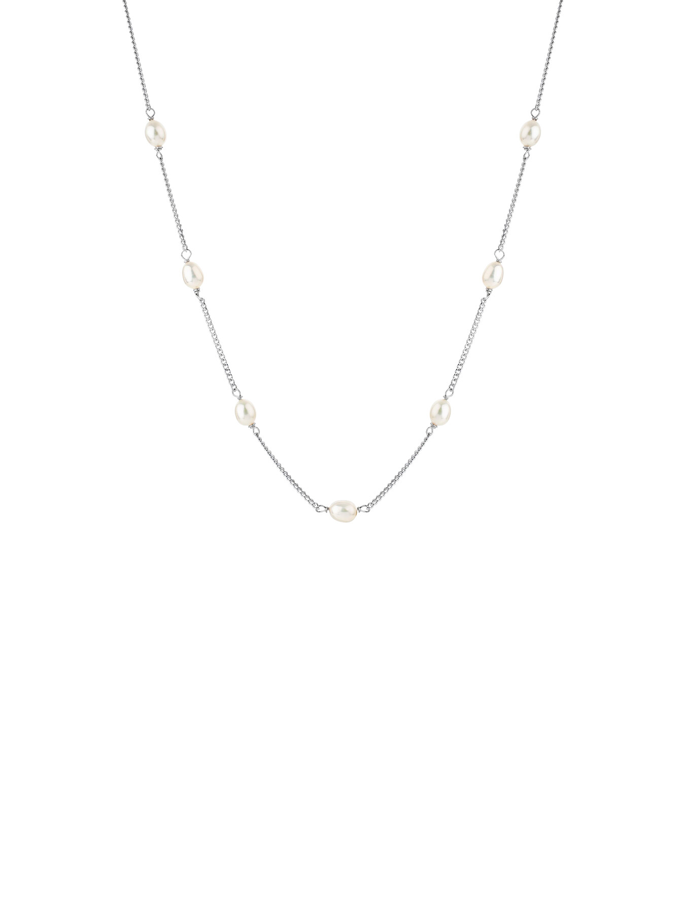 Claudia Bradby Women's Simple Pearl And Chain Necklace Silver In Metallic