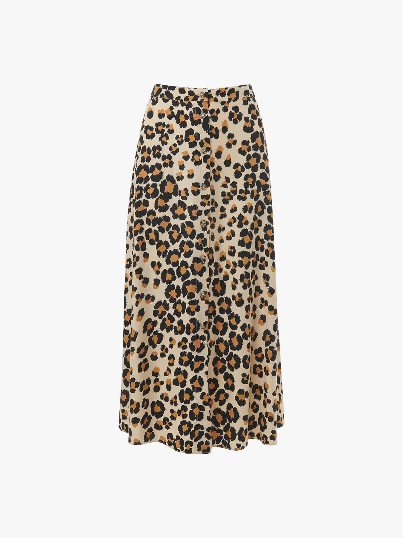 Whistles Painted Leopard Button Skirt In Leopard Print