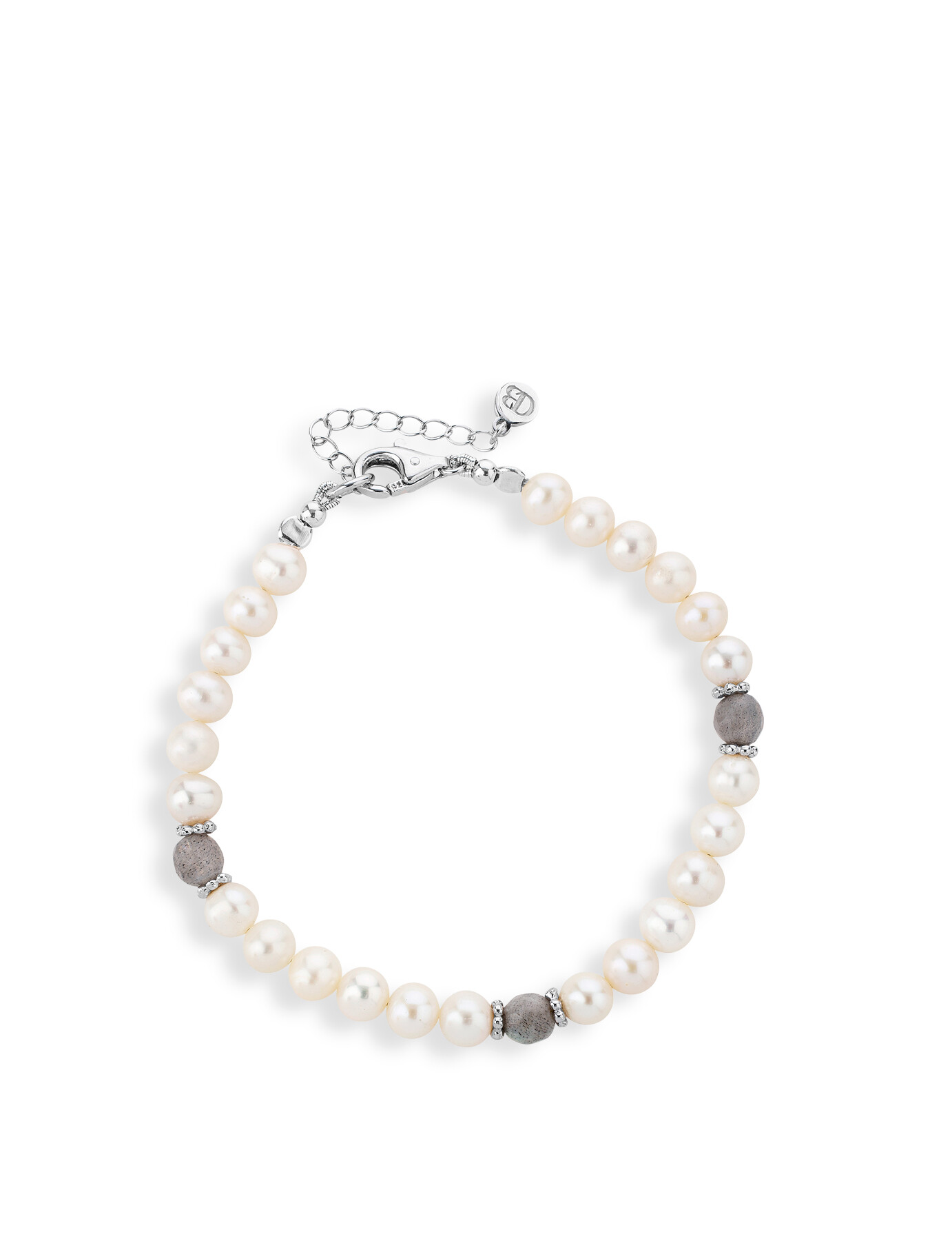 Claudia Bradby Women's Pearl Bracelet With 3 Labradorite Beads Multi In White