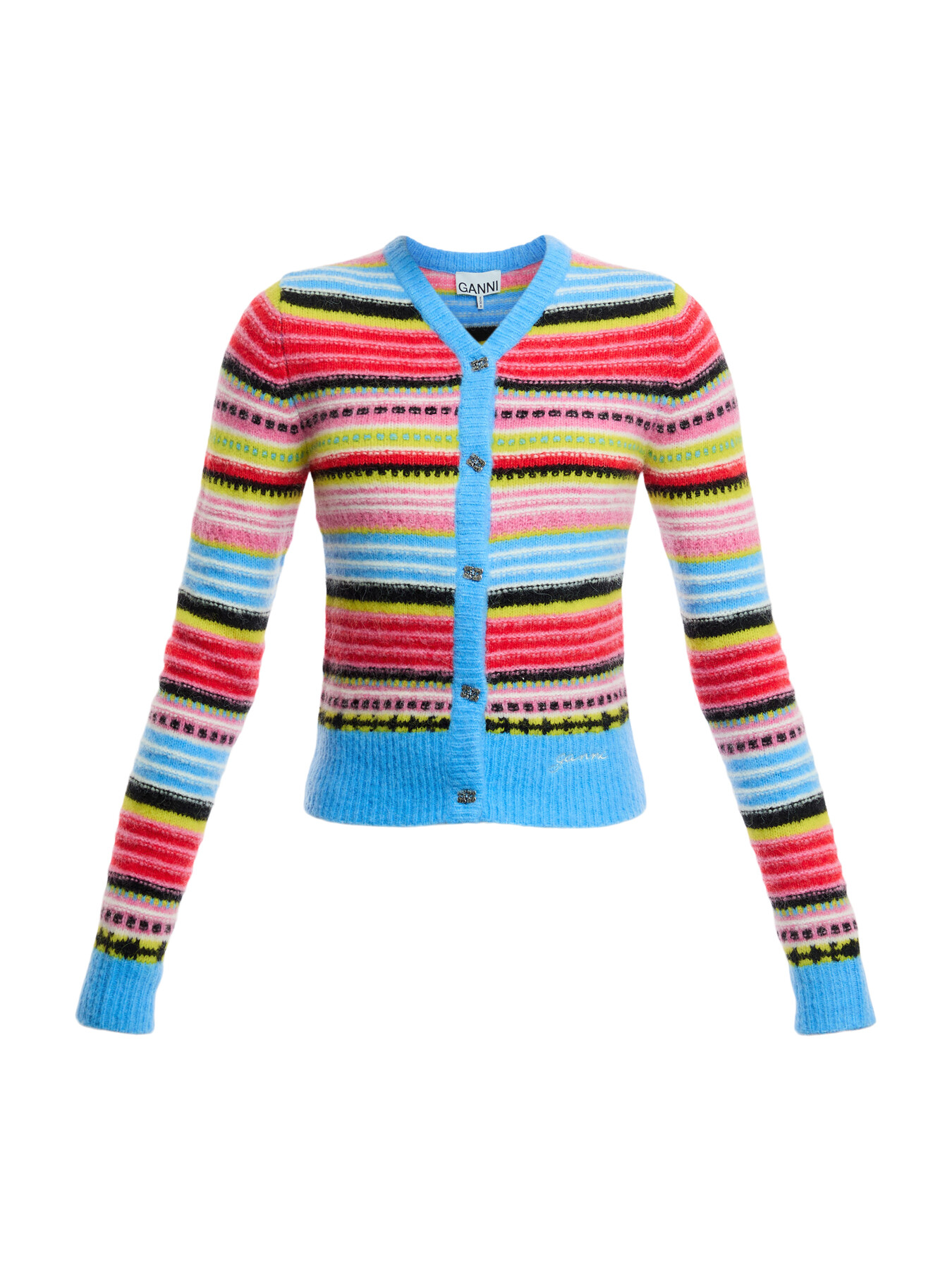 Ganni Women's Soft Wool Stripe Cardigan Multi