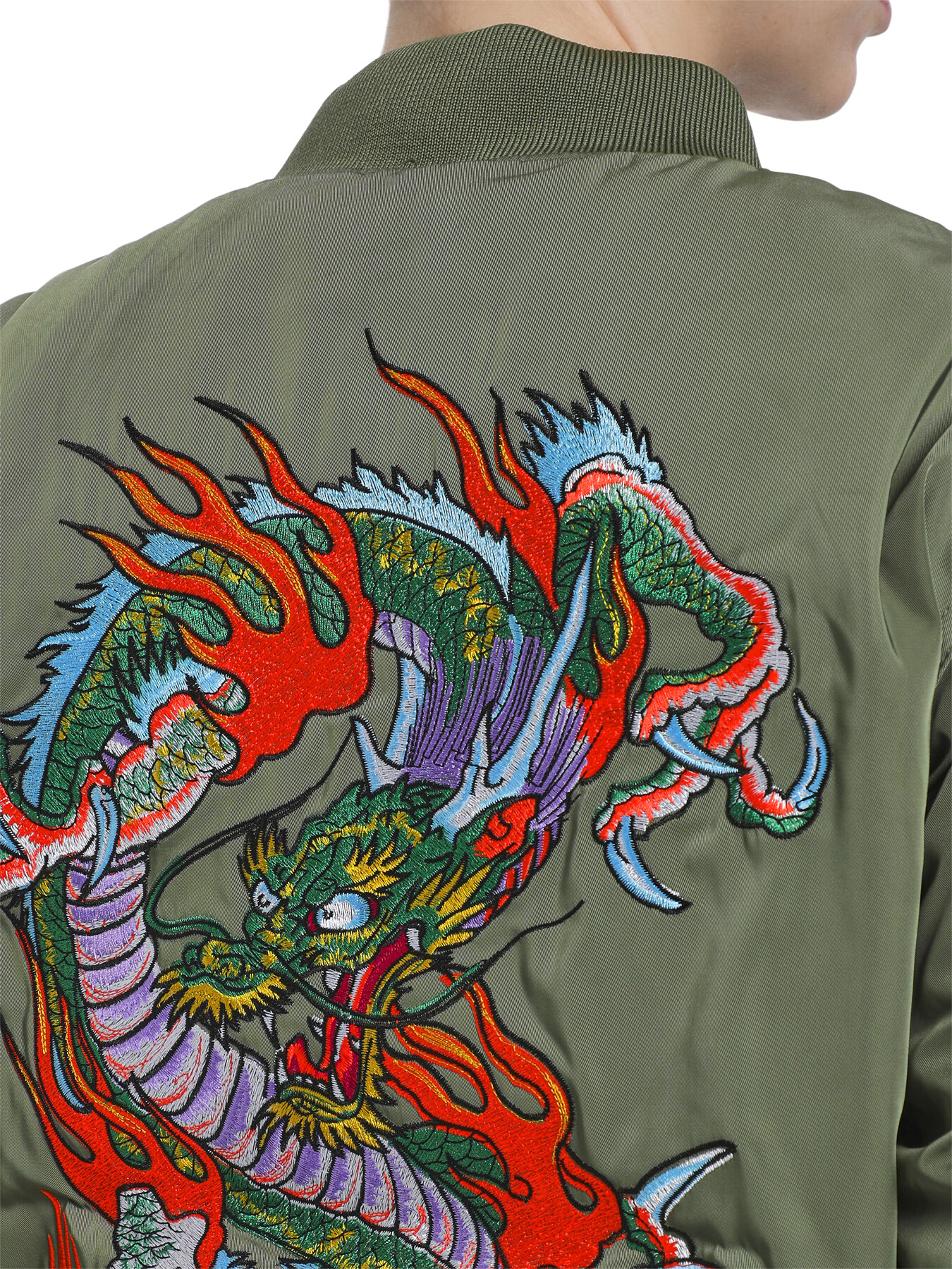 Mens Dragon-Head-Deh Bomber Jacket - Khaki