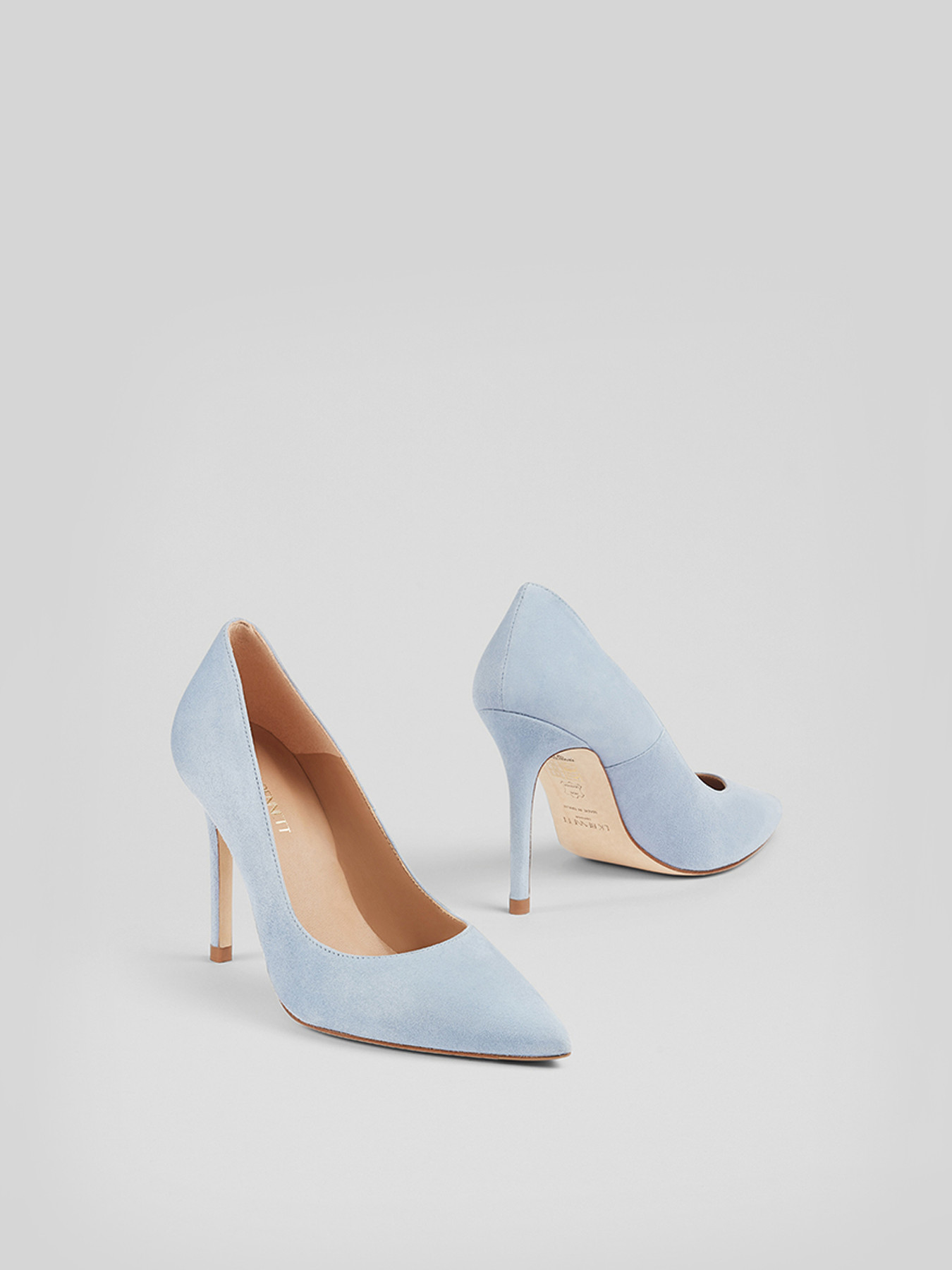 Women's LK Bennett Fern Pale Blue Suede Pointed Toe Courts | Courts ...