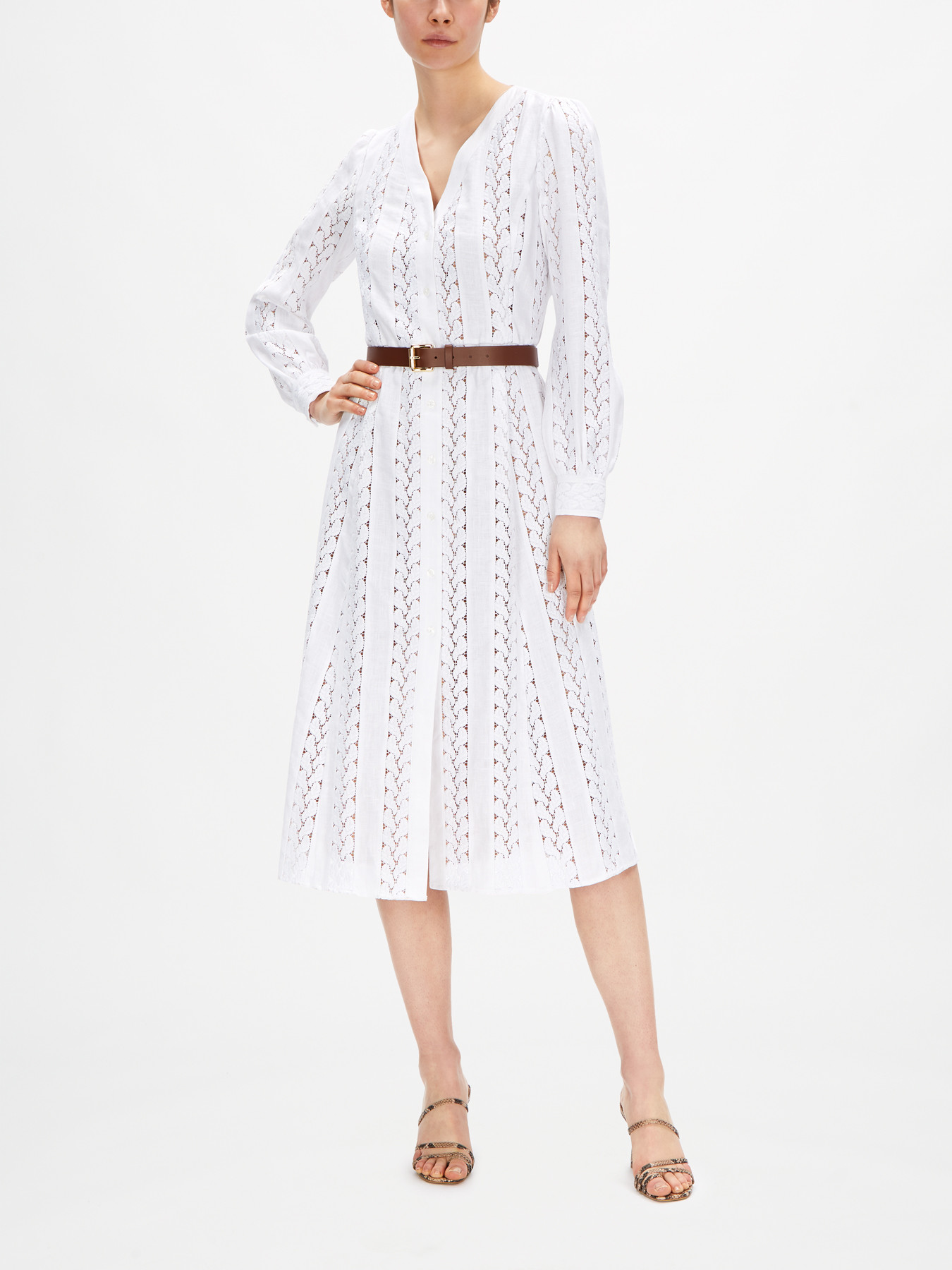 Women's Michael Michael Kors Rope Stripes Long Sleeve Midi Dress | Fenwick