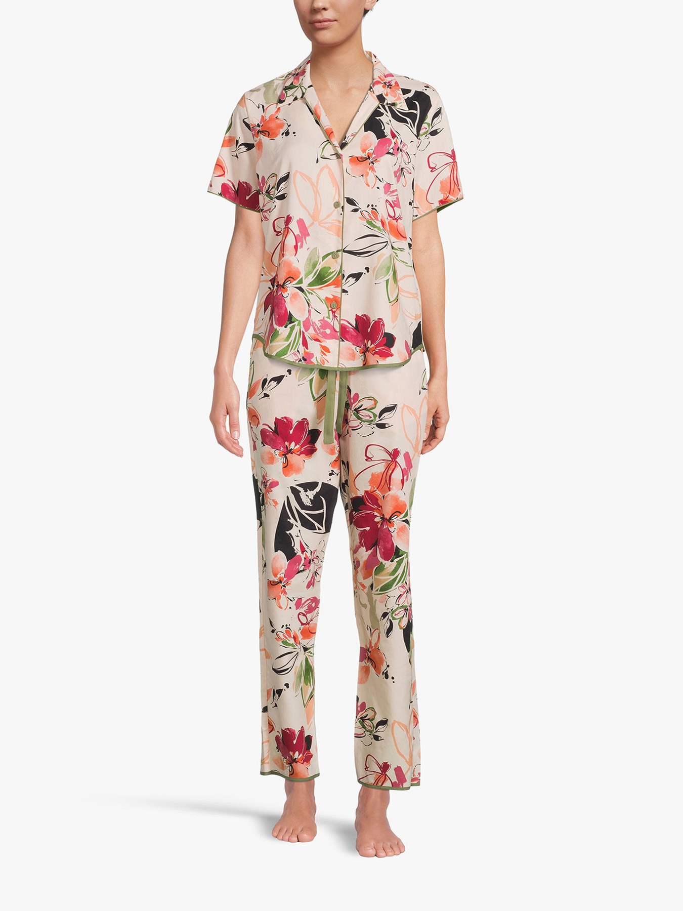 Cyberjammies Natalie 4794 Women's Peach Mix Floral Cotton Pyjama Top 