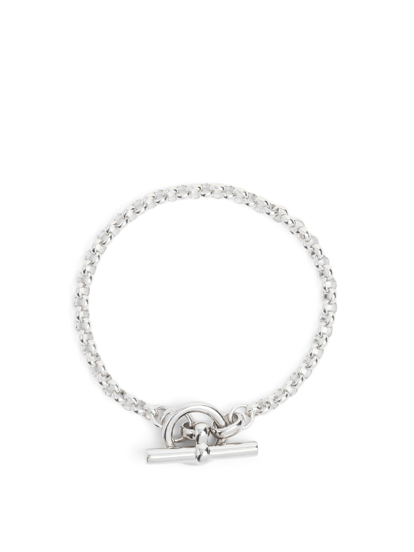 Women's Tilly Sveaas Small Silver T-bar Clasp on Belcher Chain Bracelet ...