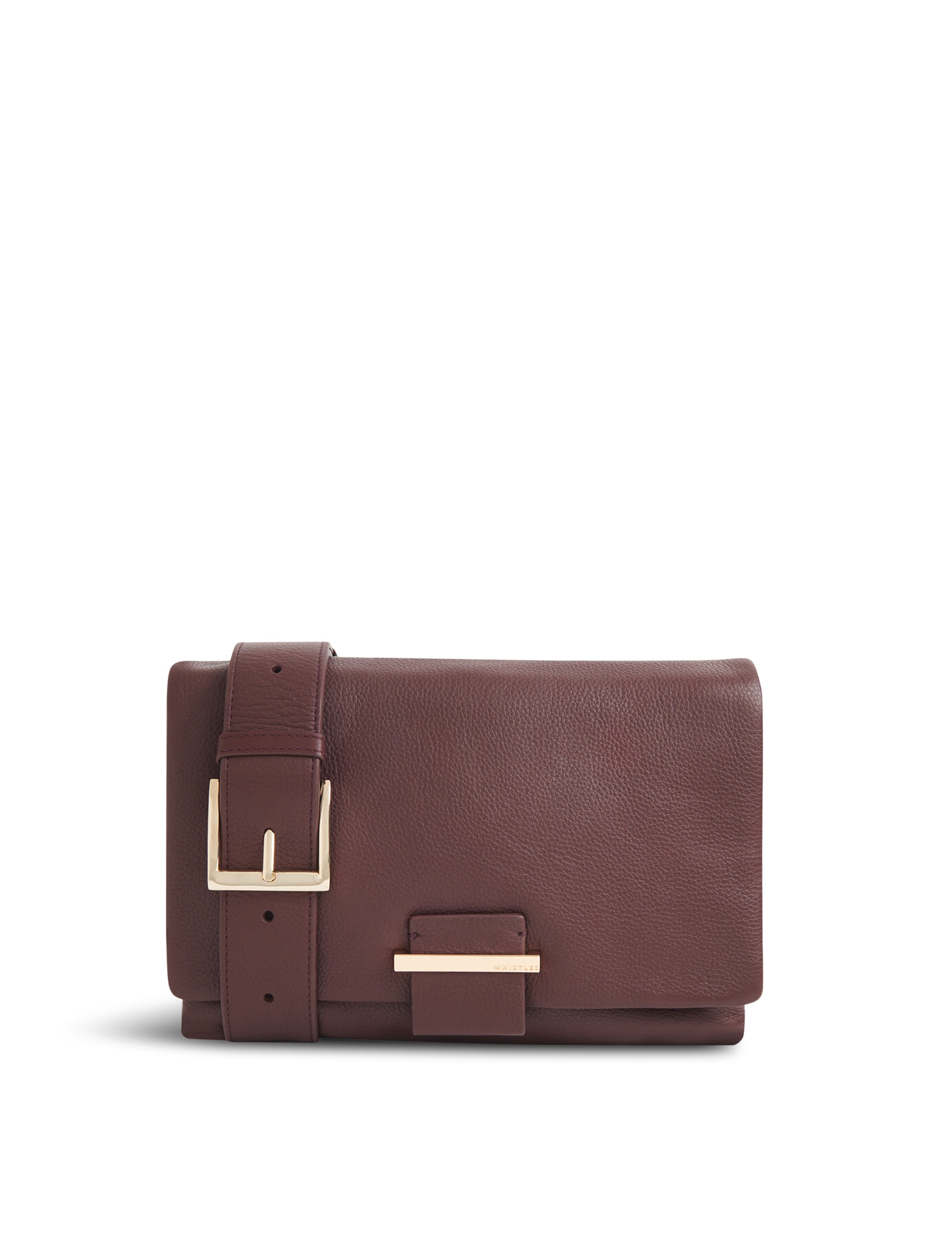 Whistles Teo Small Leather Crossbody Bag In Burgundy