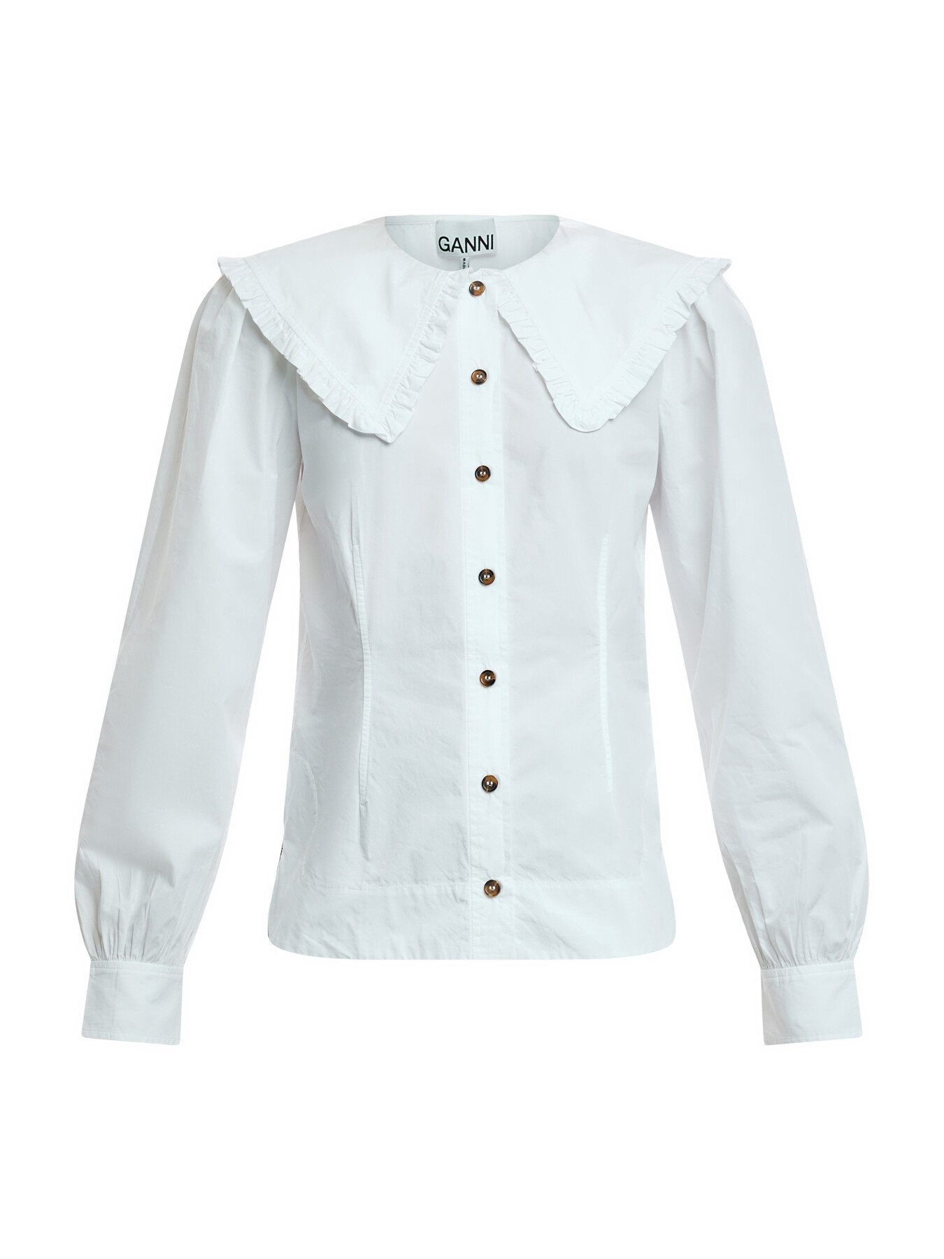 Ganni Women's Cotton Poplin Collared Shirt In White