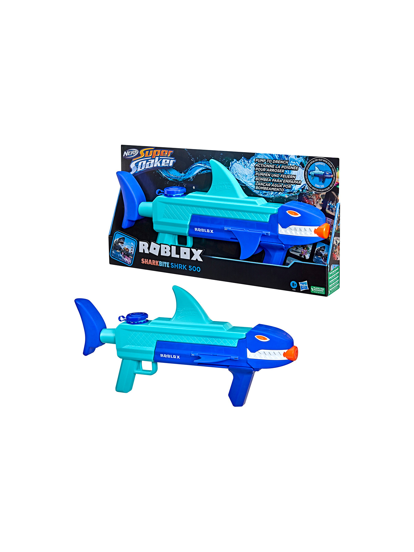 NERF Super Soaker Roblox SharkBite SHRK 500 Gun and Virtual Item Code NEW