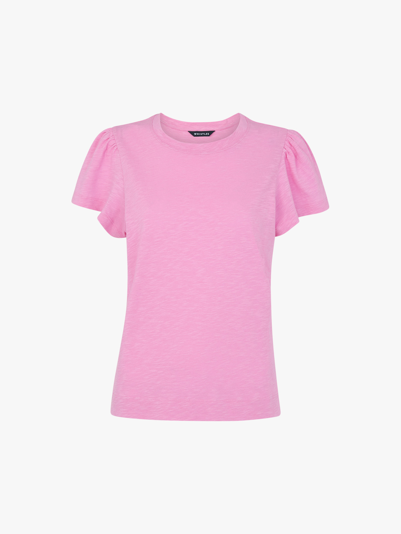 Whistles Flutter Sleeve Cotton Tee In Pink