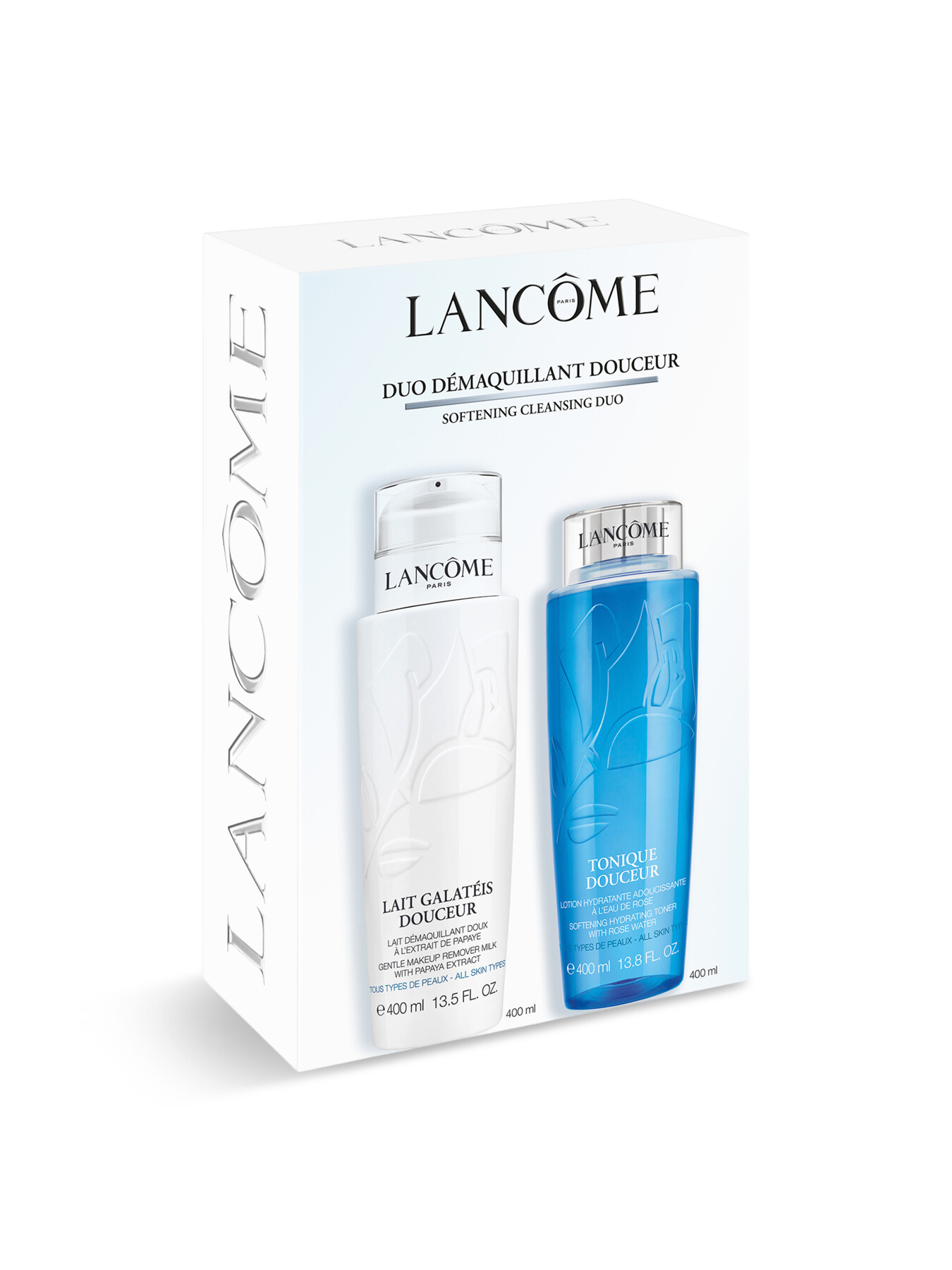 Lancôme Jumbo Douceur Cleanser Duo 400ml Gift Set In White