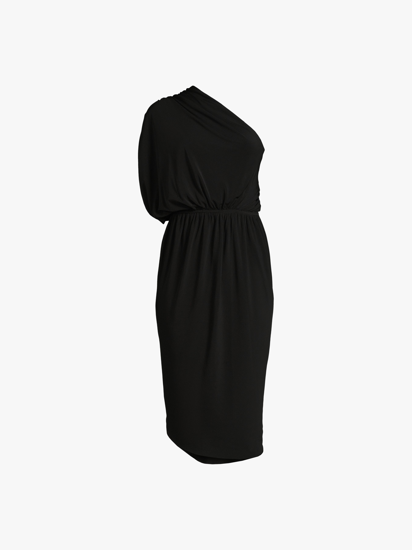 Halston Bev One Shoulder Midi Dress Black | ModeSens