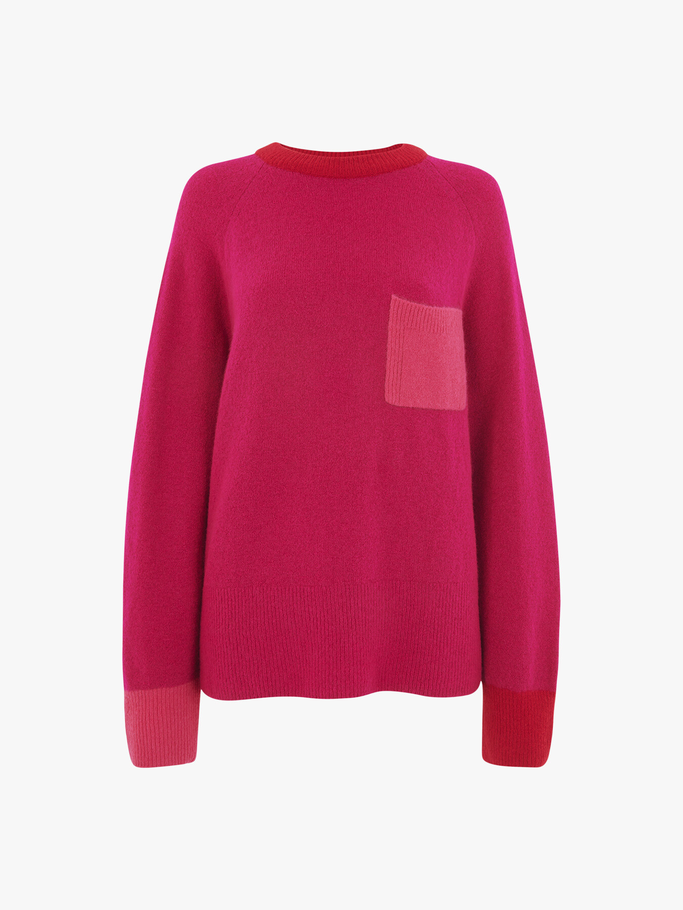 Whistles Patch Pocket Sweater In Pink/multi