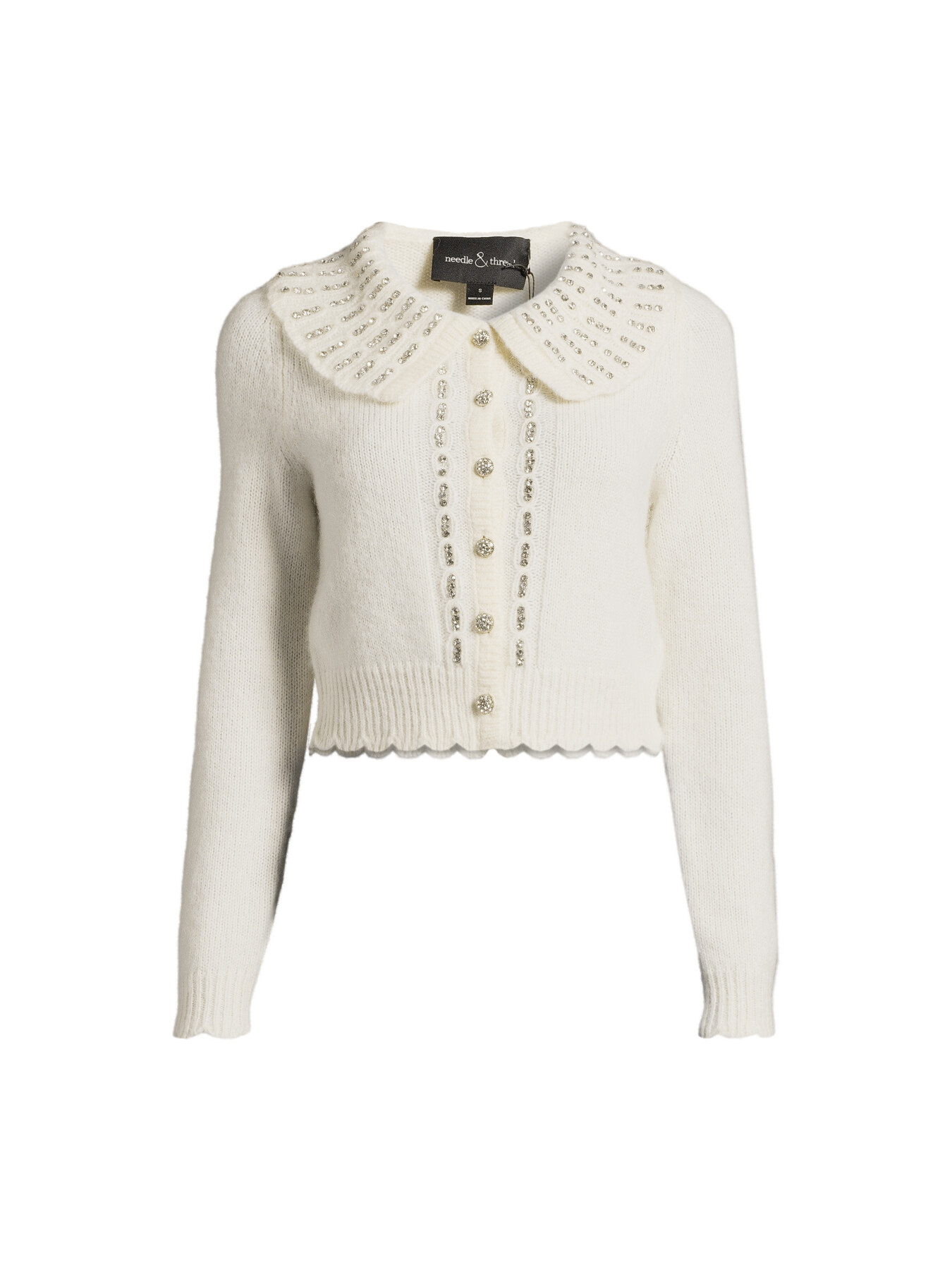 Shop Needle & Thread Women's Embellished Collar Short Cardigan White
