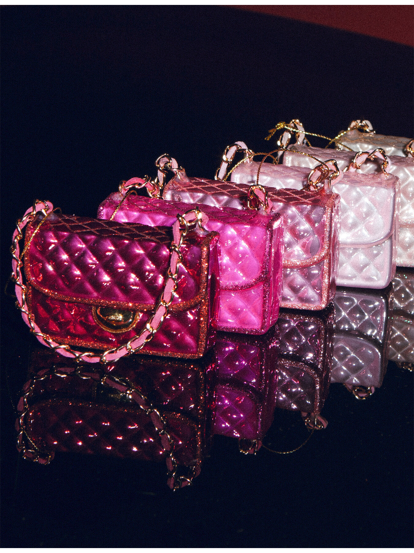 Vondels Ornament glass glossy pink fashion bag H7cm