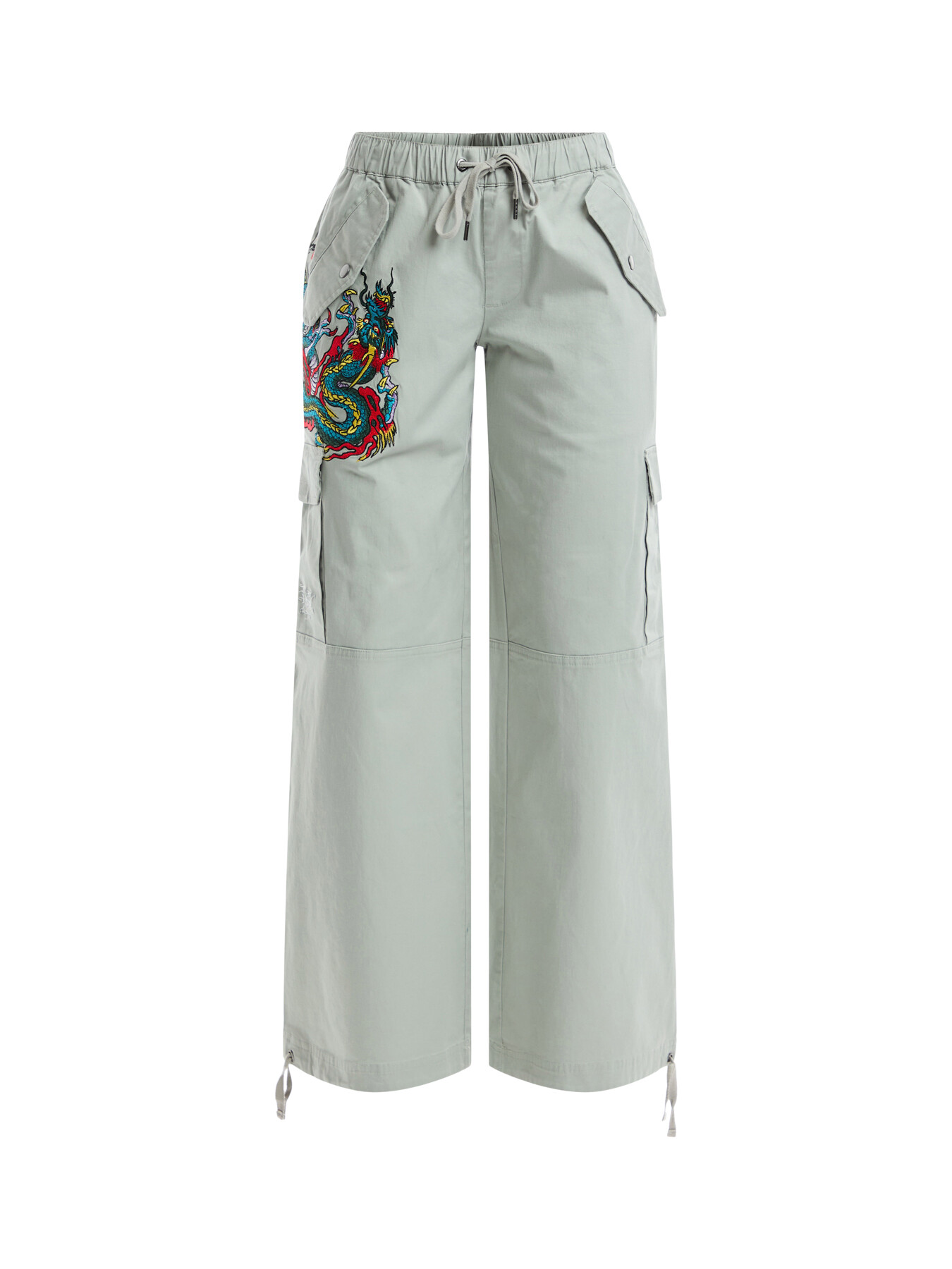 Ed Hardy Women's Twisted Dragon Cargo Trouser In Grey