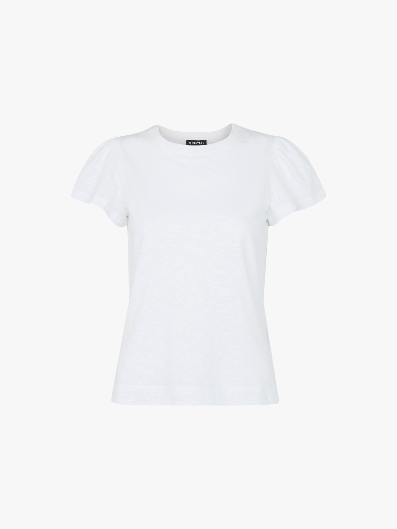 Whistles Flutter Sleeve Cotton Tee In White