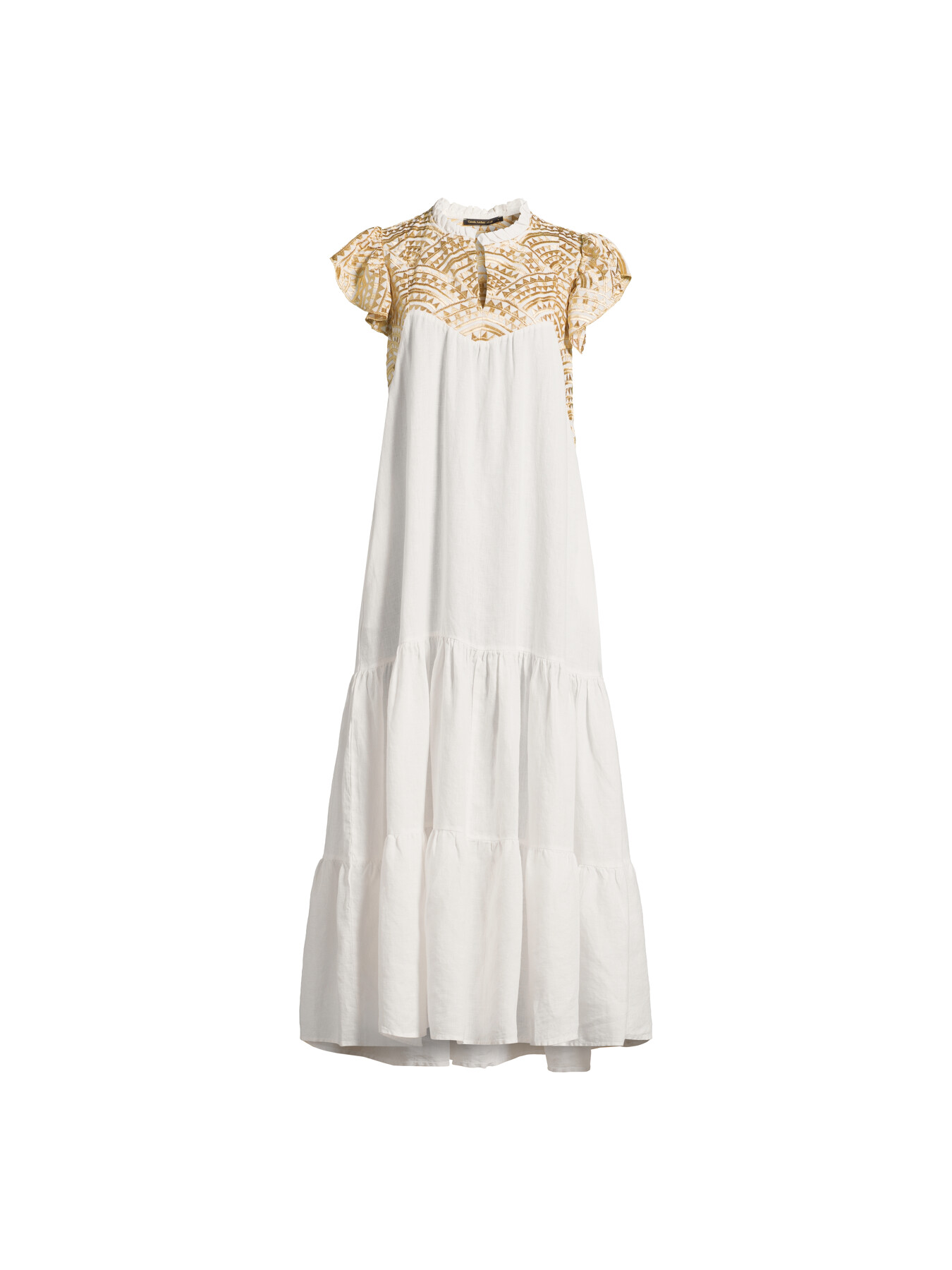 Kori Women's Linen New Traingle Dress White In Grey