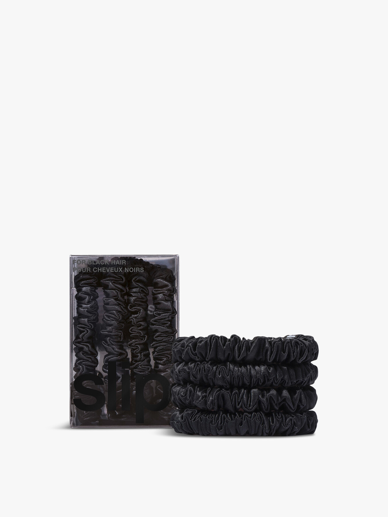 Slip Pure Silk Skinny Scrunchies Set Of 4 Black