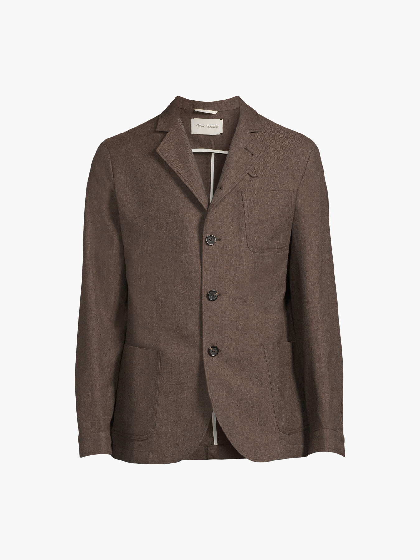 Oliver Spencer Solms Wool And Cotton-blend Suit Jacket In Brown