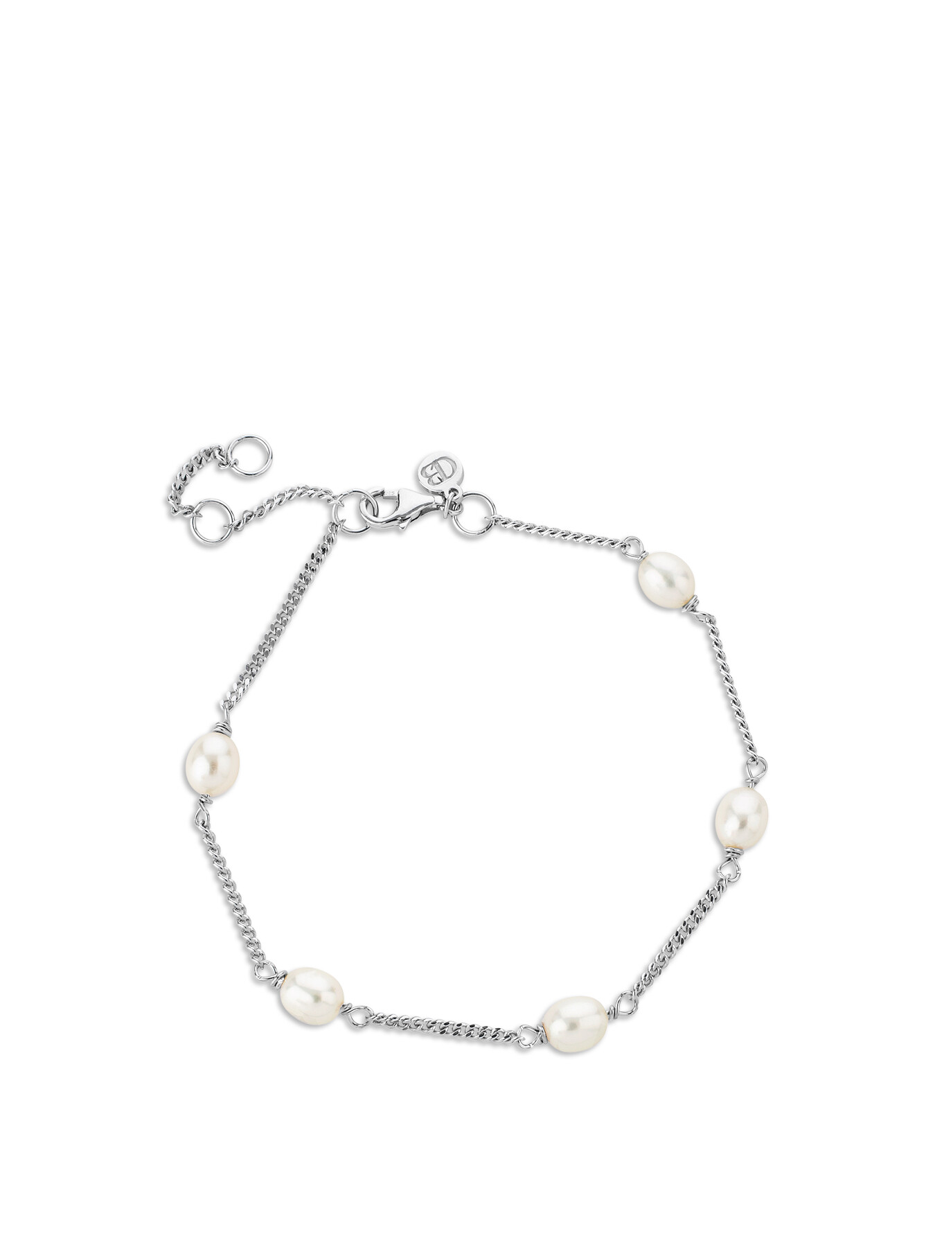 Claudia Bradby Women's Simple Pearl And Chain Bracelet Silver