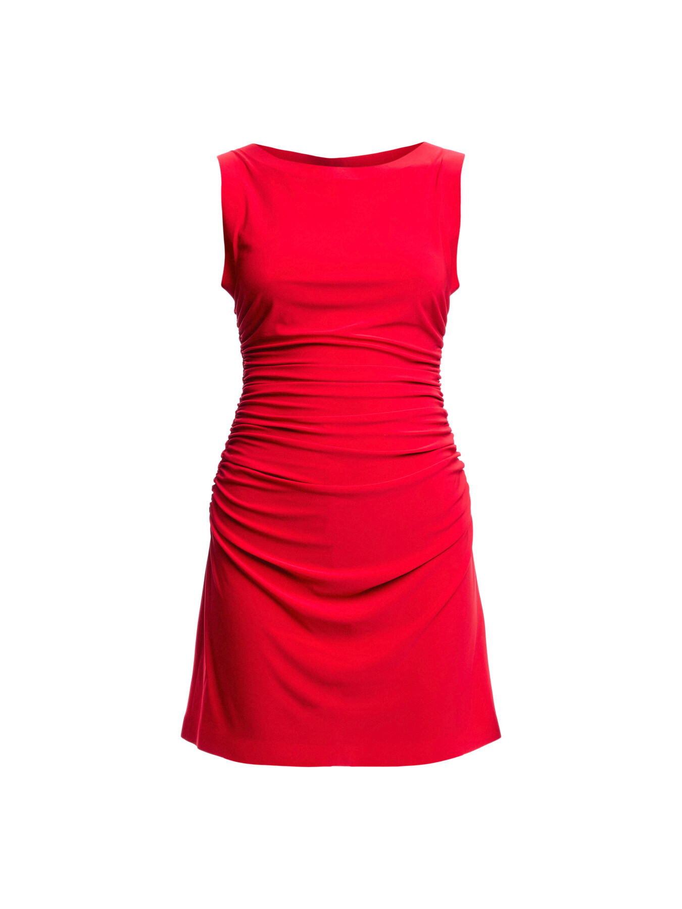 Shop Norma Kamali Women's Sleveless Shirred Waist Mini Dess In Red