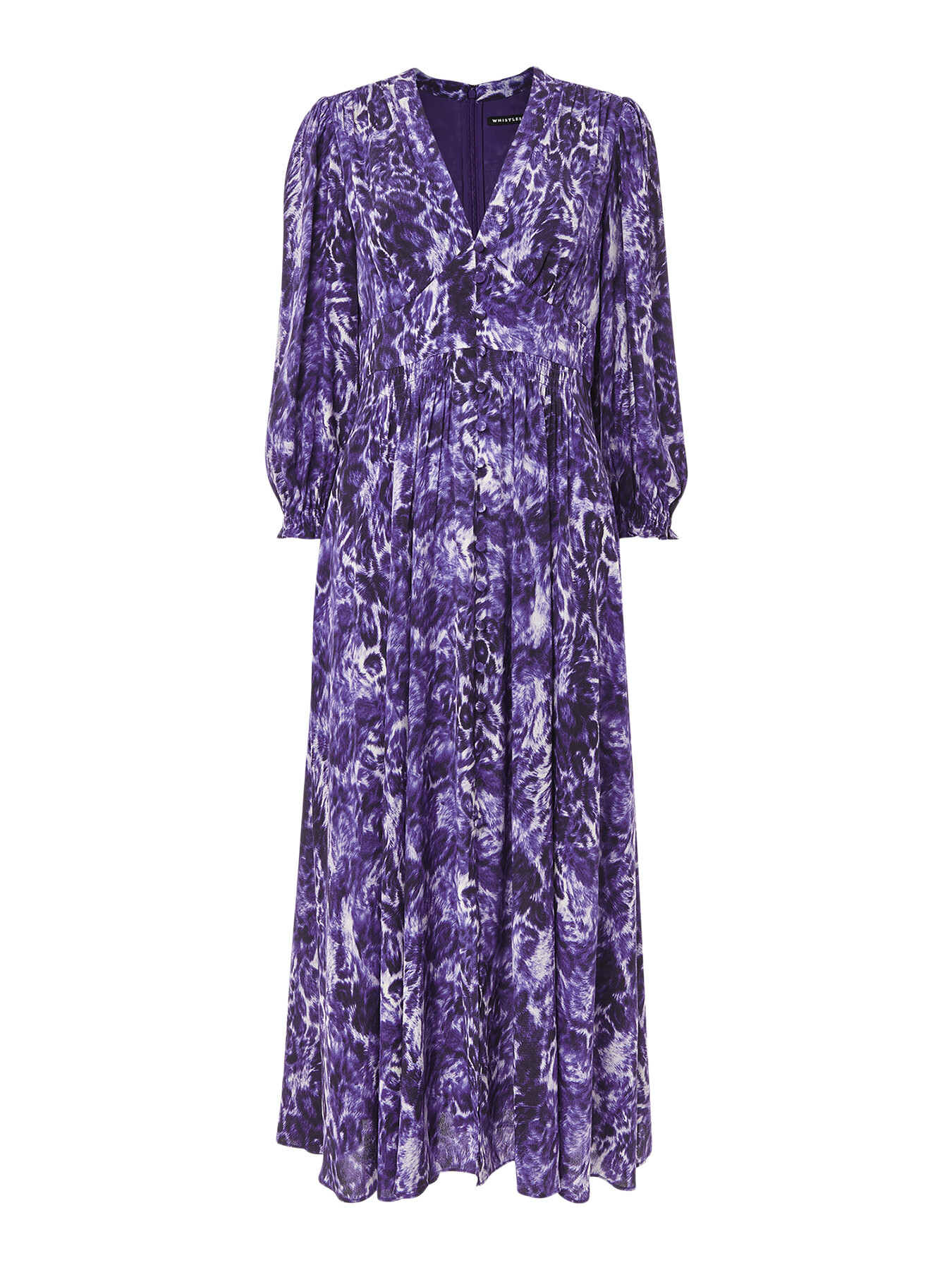 Shop Whistles Women's Glossy Leopard Midi Dress In Purple